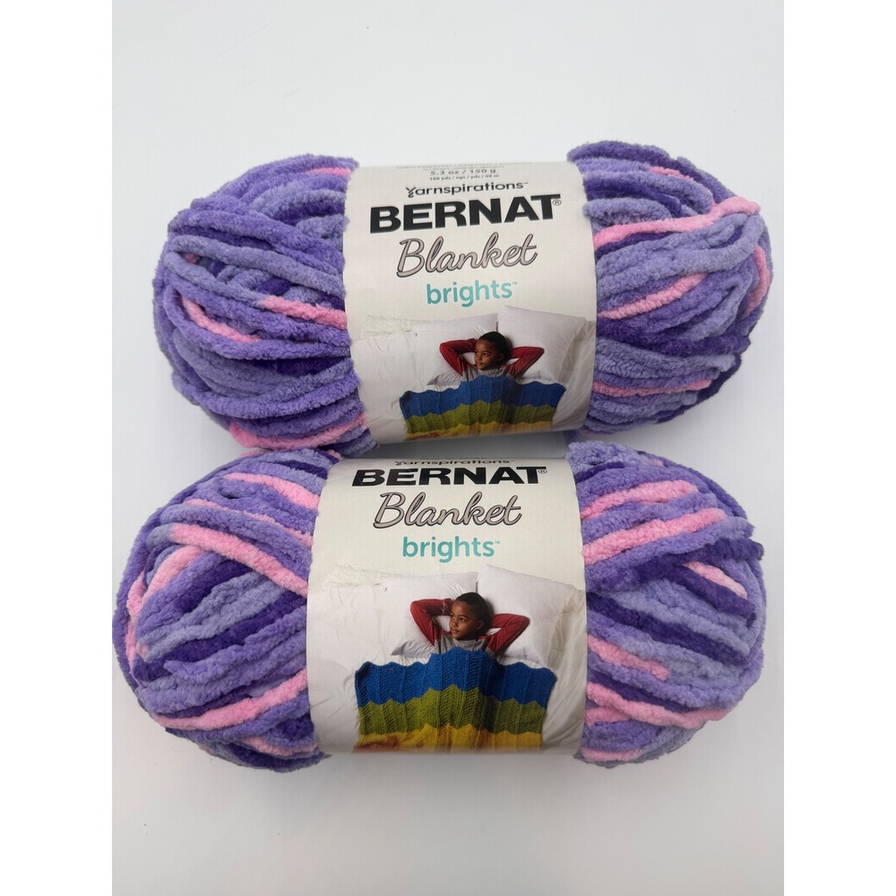 Bernat Blanket Brights Yarn Pansy Purple 13017 Super Bulky 2 Skeins 10.6oz Total